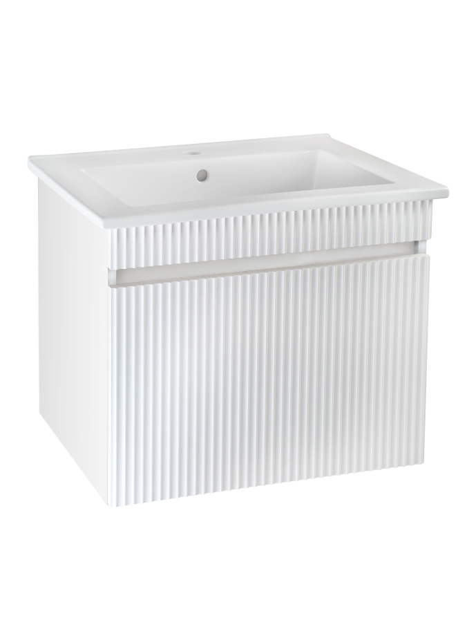 Тумба подвесная Runo Модена 65 с раковиной Оскар 65, белый