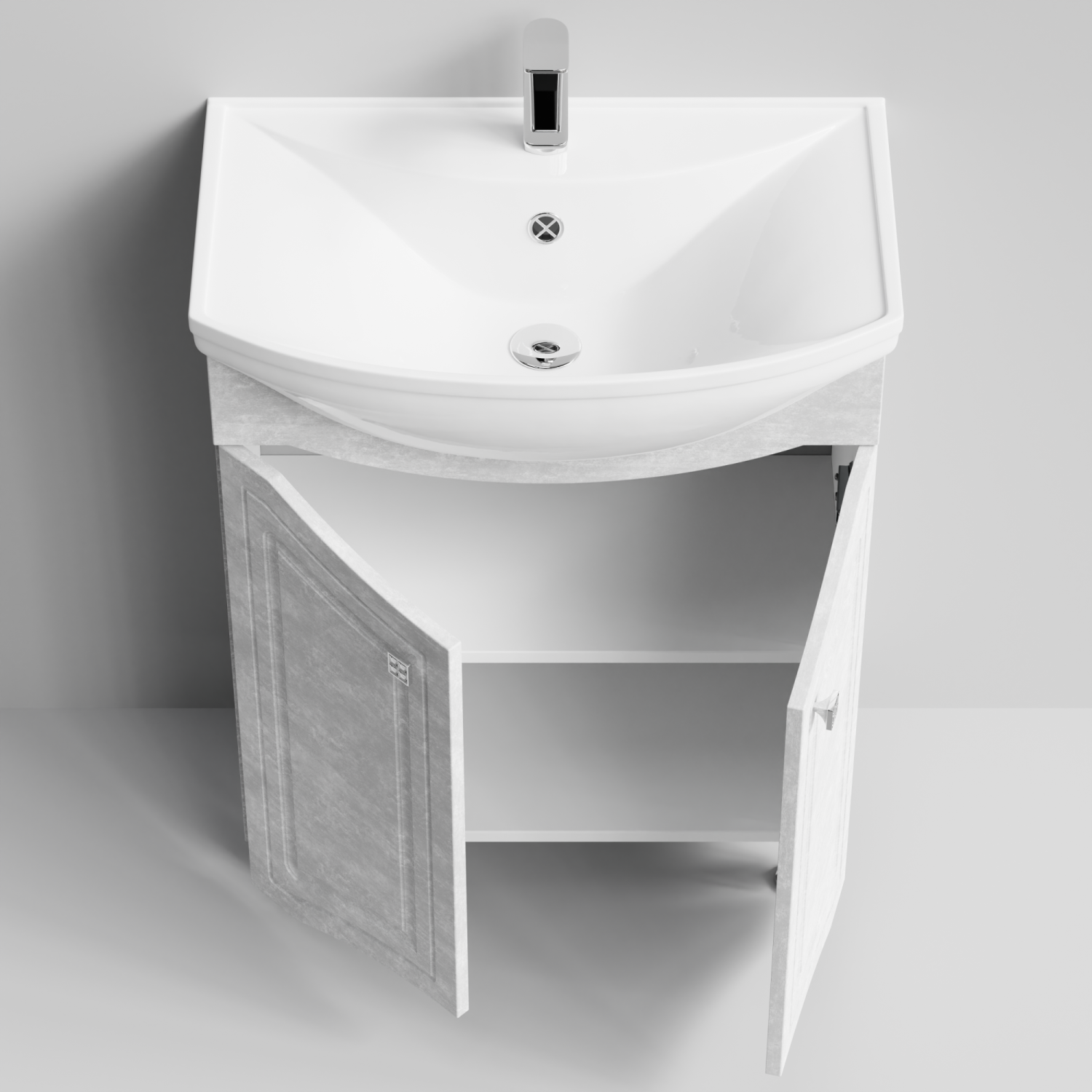 Тумба с раковиной Адам 65 напольная, Белый камень