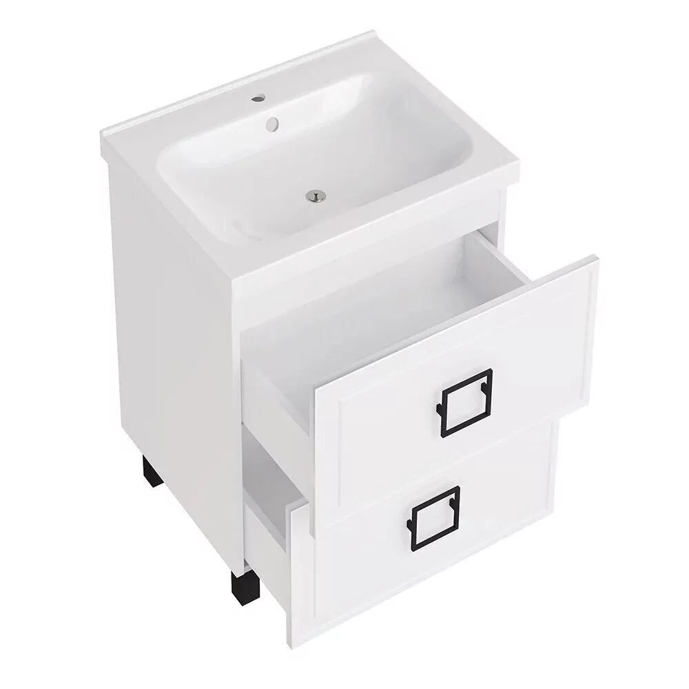 Тумба напольная Асб-мебель Санта 60 с раковиной Odensvik 60, белый матовый