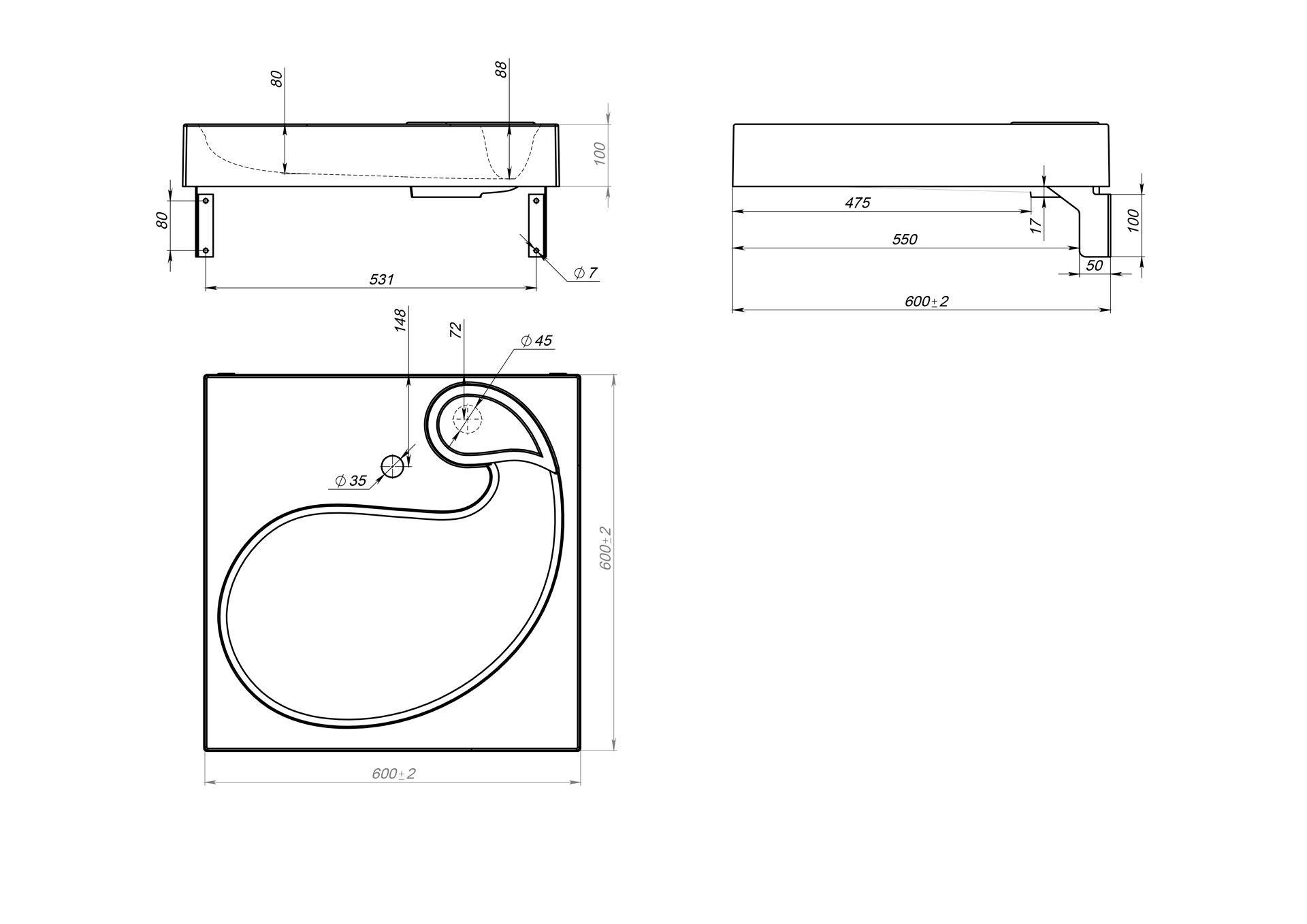 Раковина над стиральной машиной Stella Polar Шебби 60х60, черный матовый