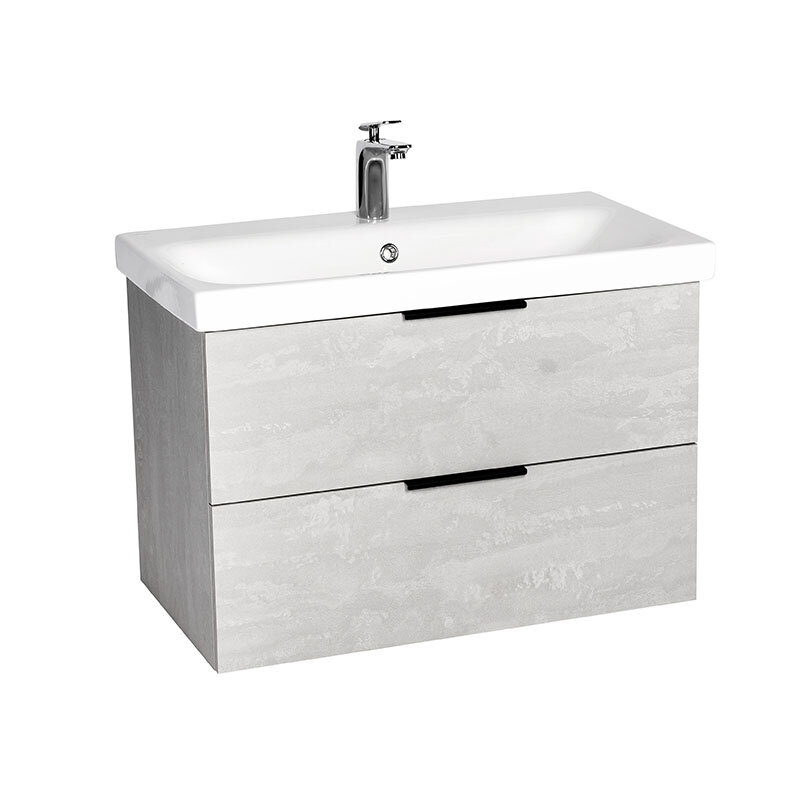 Тумба подвесная Viant Берлин 80 с раковиной Moduo 80, цемент