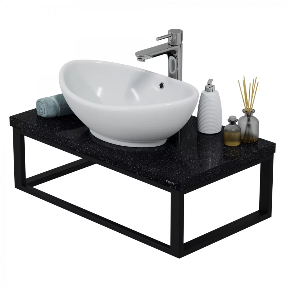 Консоль со столешницей Санта 80х45 млечный путь, с раковиной Гамма 56