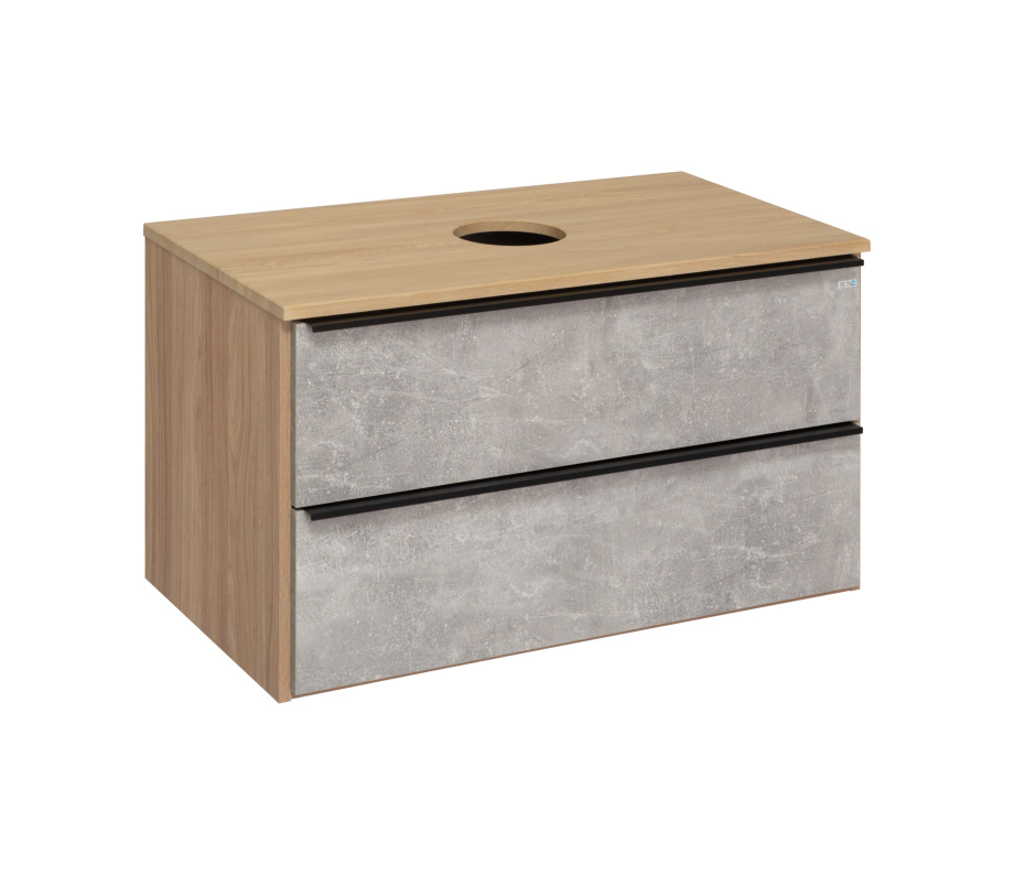 Тумба подвесная Runo Мальта 85 под накладную раковину, серый дуб