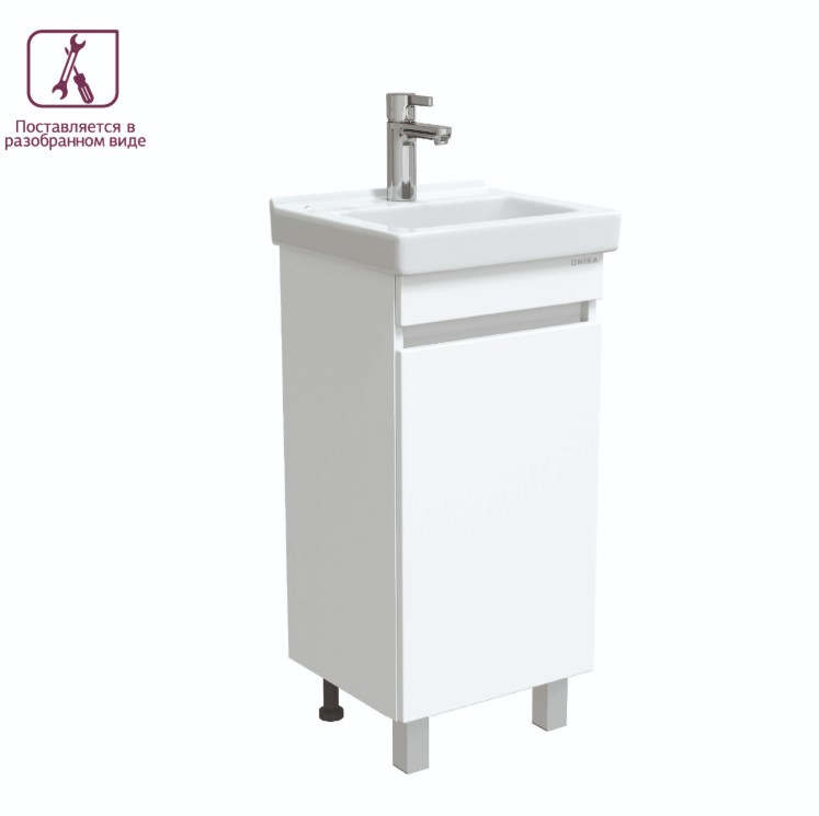 Тумба с раковиной Onika Милтон Квадро 40 напольная, белый, (разборная)