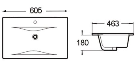 Раковина SantiLine SL-2110 60 встраиваемая сверху, белая