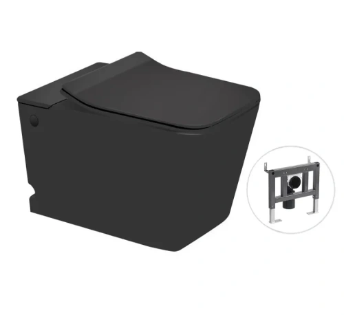 Унитаз импульсный SantiLine SL-5032MB подвесной, с инсталляцией, черный матовый