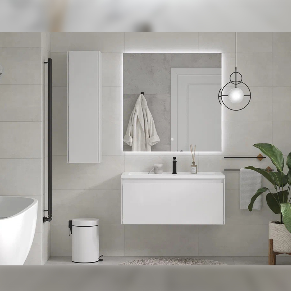 Тумба с раковиной подвесная Velvex Klaufs tp.KLA.MAR.100.1Y белый, 100 см