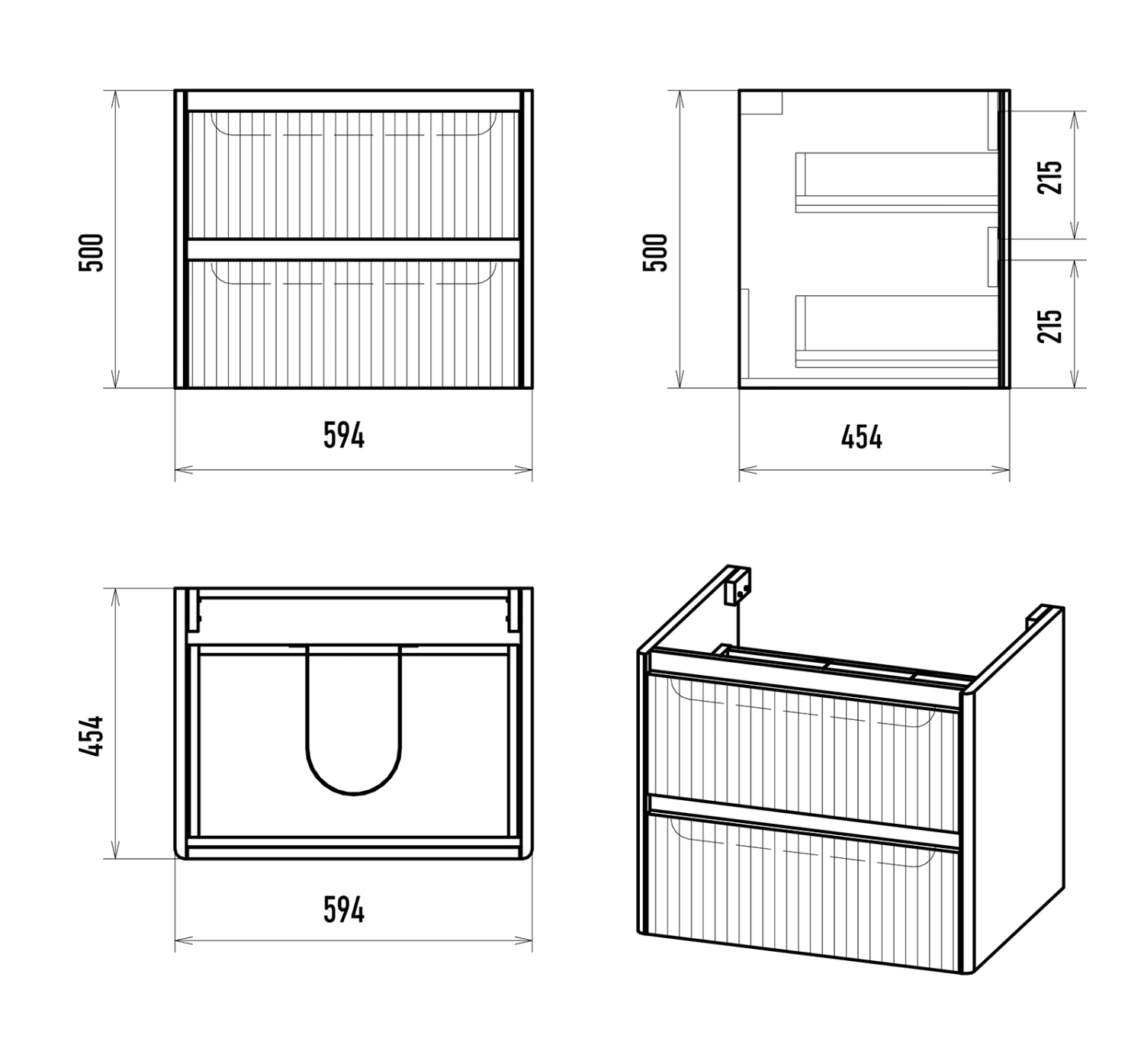 Тумба с раковиной Brevita Riva 60 подвесная, белый