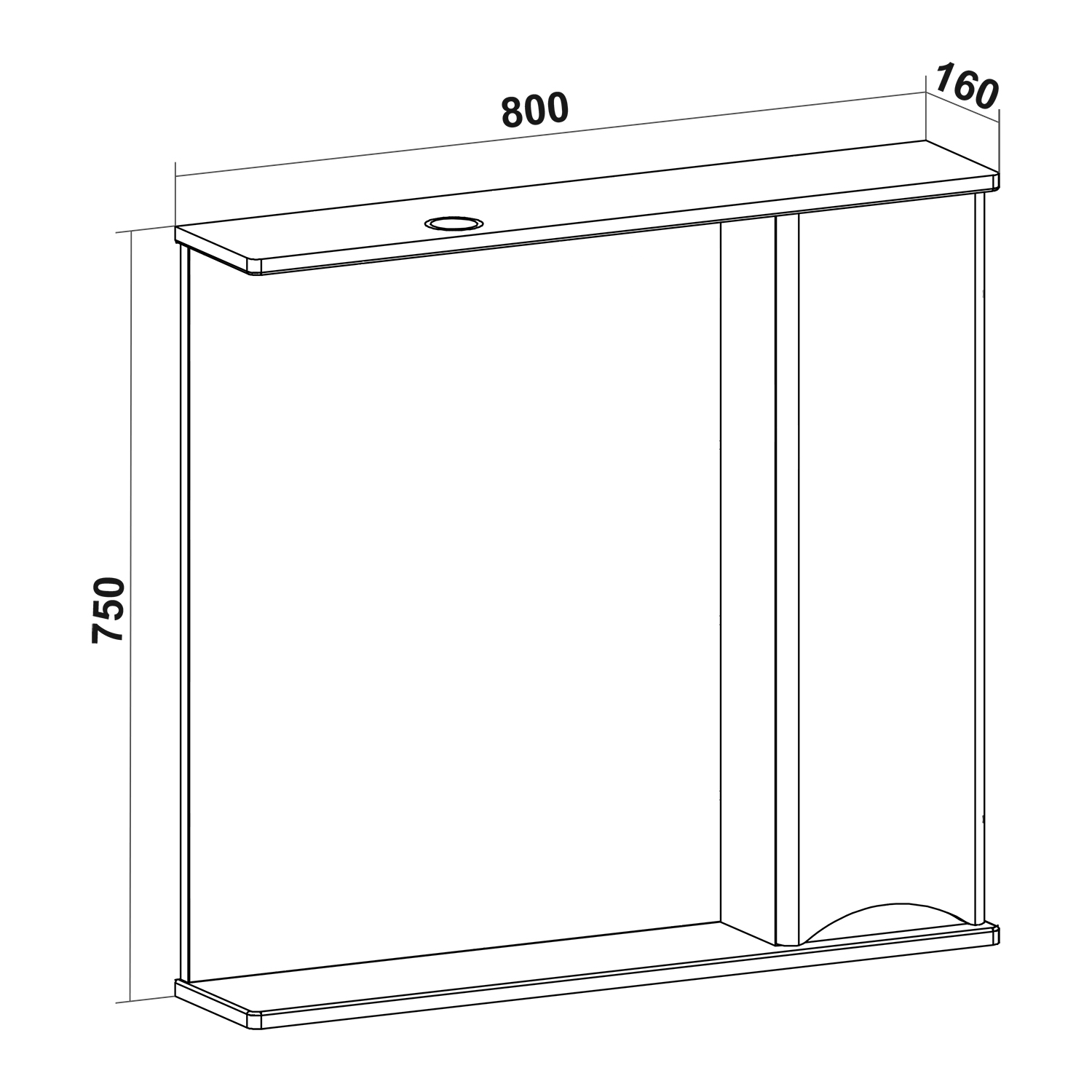 Зеркало-шкаф Runo Афина 80 R, белый