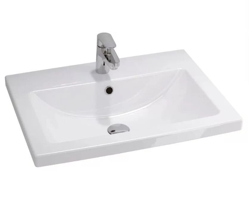 Тумба с раковиной Sanflor Норд 60 напольная, белый, черный муар