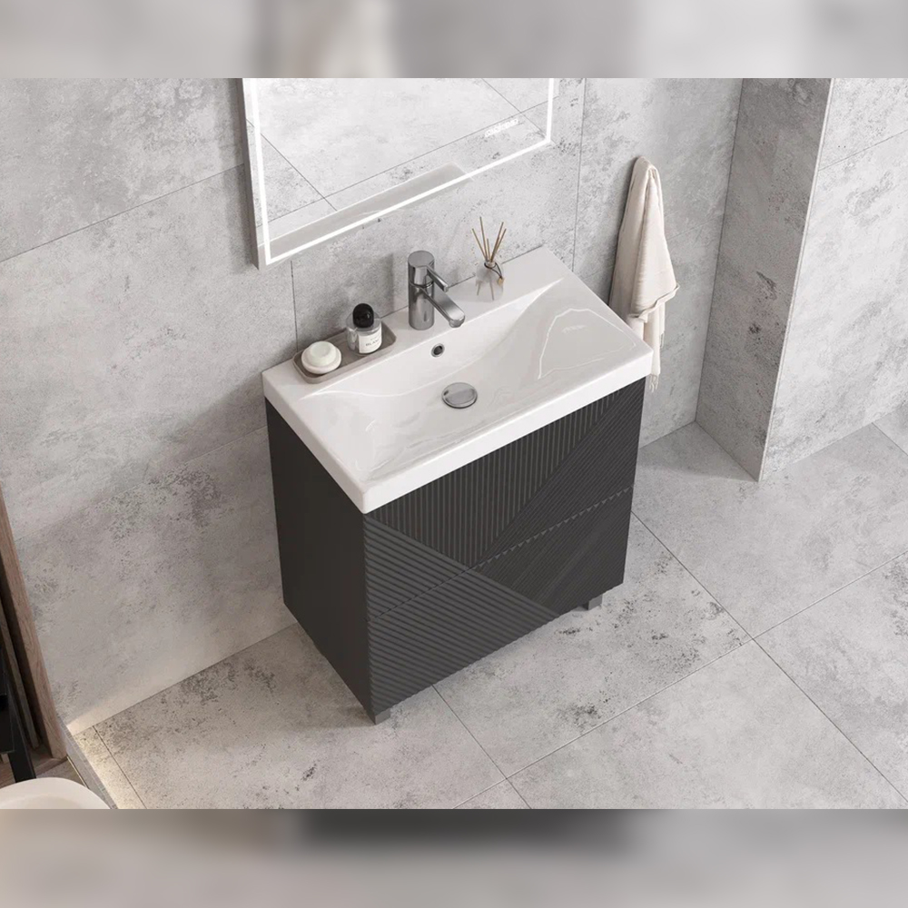 Тумба с раковиной напольная Velvex Edge tn.EDG.9696.70.2Y графит, 70 см