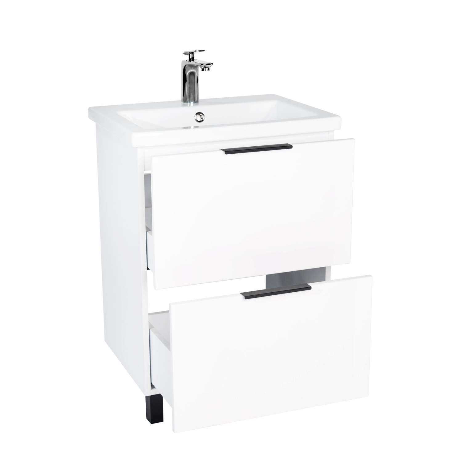 Тумба напольная Viant Берлин 60 с раковиной Moduo 60, 2 ящика, белый