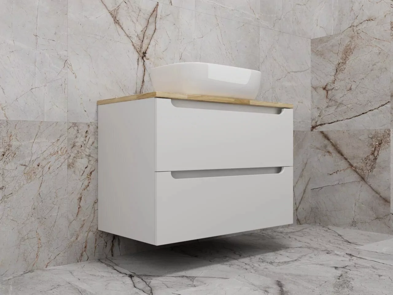 Тумба подвесная Style Line Бали 80 со столешницей, белый софт