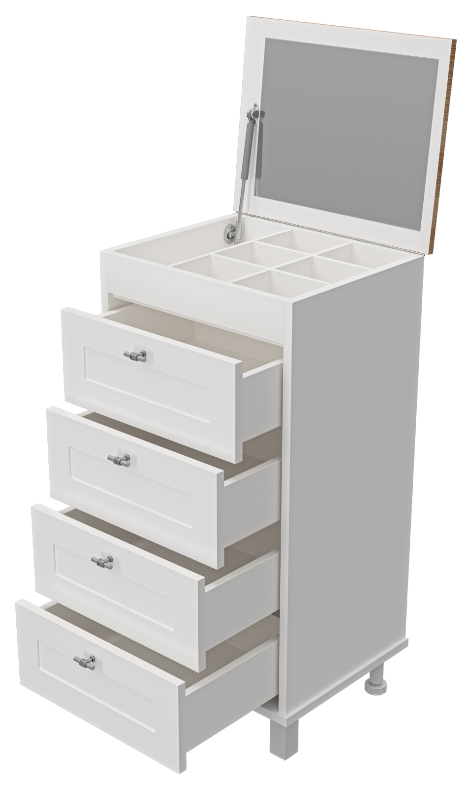 Тумба-комод Misty Марта 50 с зеркалом, белый/каштан