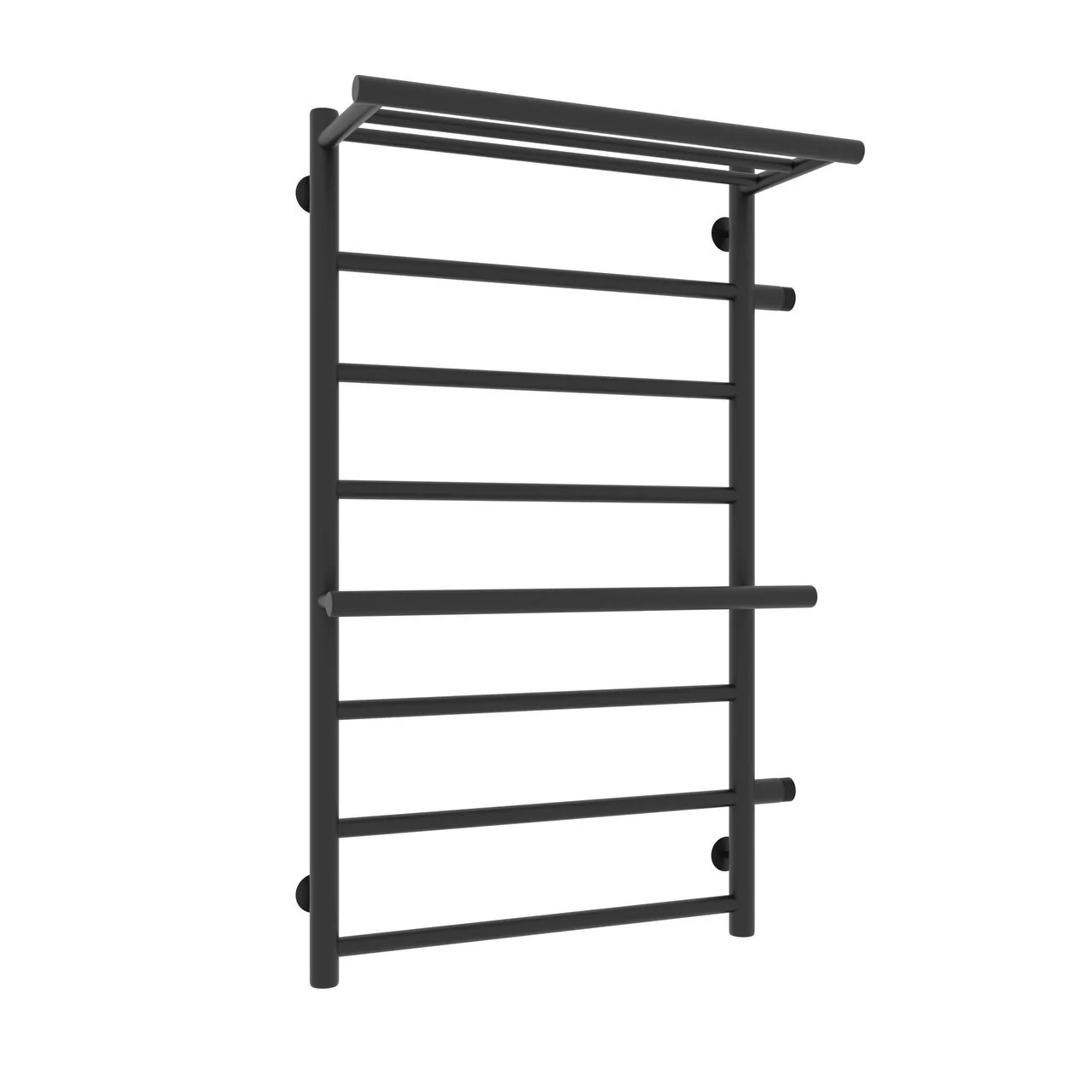 Полотенцесушитель водяной Laris Лавина П9 500х800 R МЦ 500-1, боковой, с полкой, черный матовый