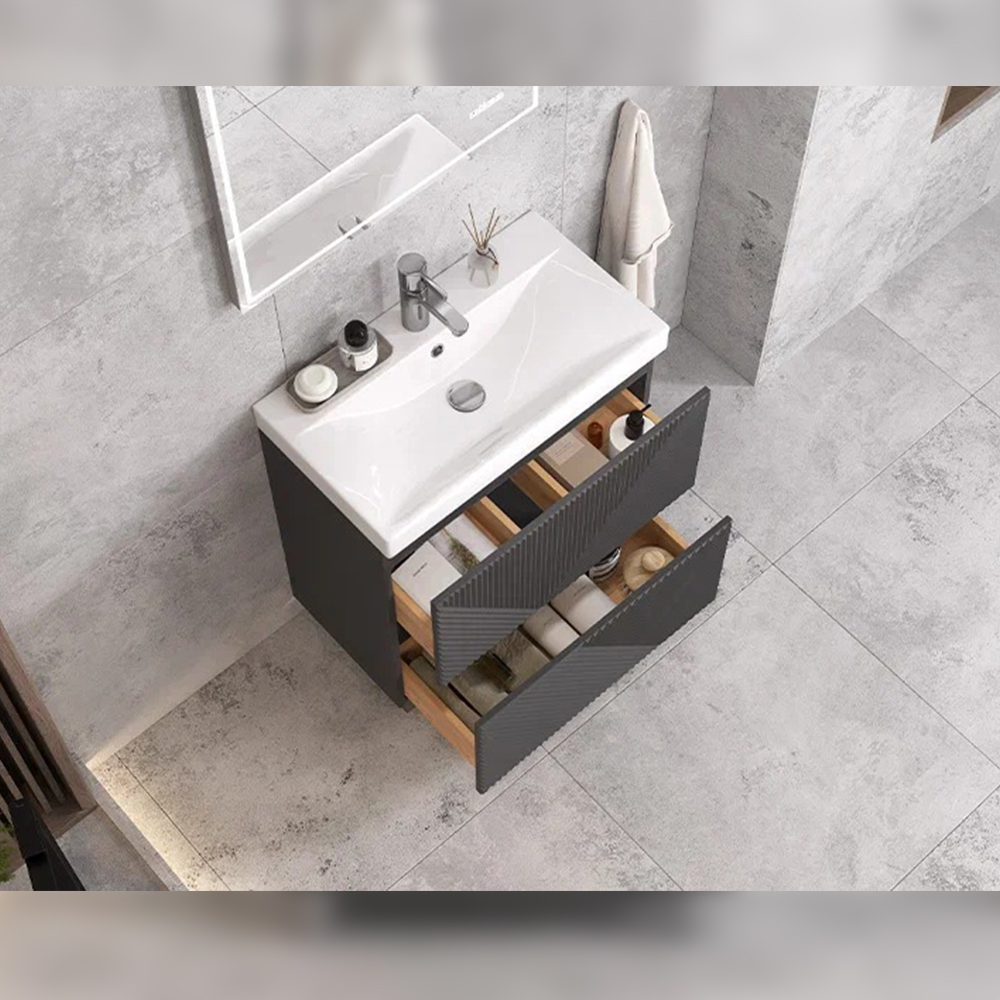 Тумба с раковиной напольная Velvex Edge tn.EDG.9696.70.2Y графит, 70 см