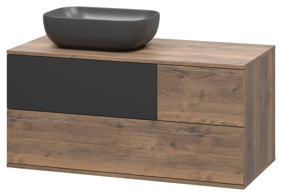 Тумба с раковиной Misty Коломбо 100 подвесная L, дуб галифакс/антрацит