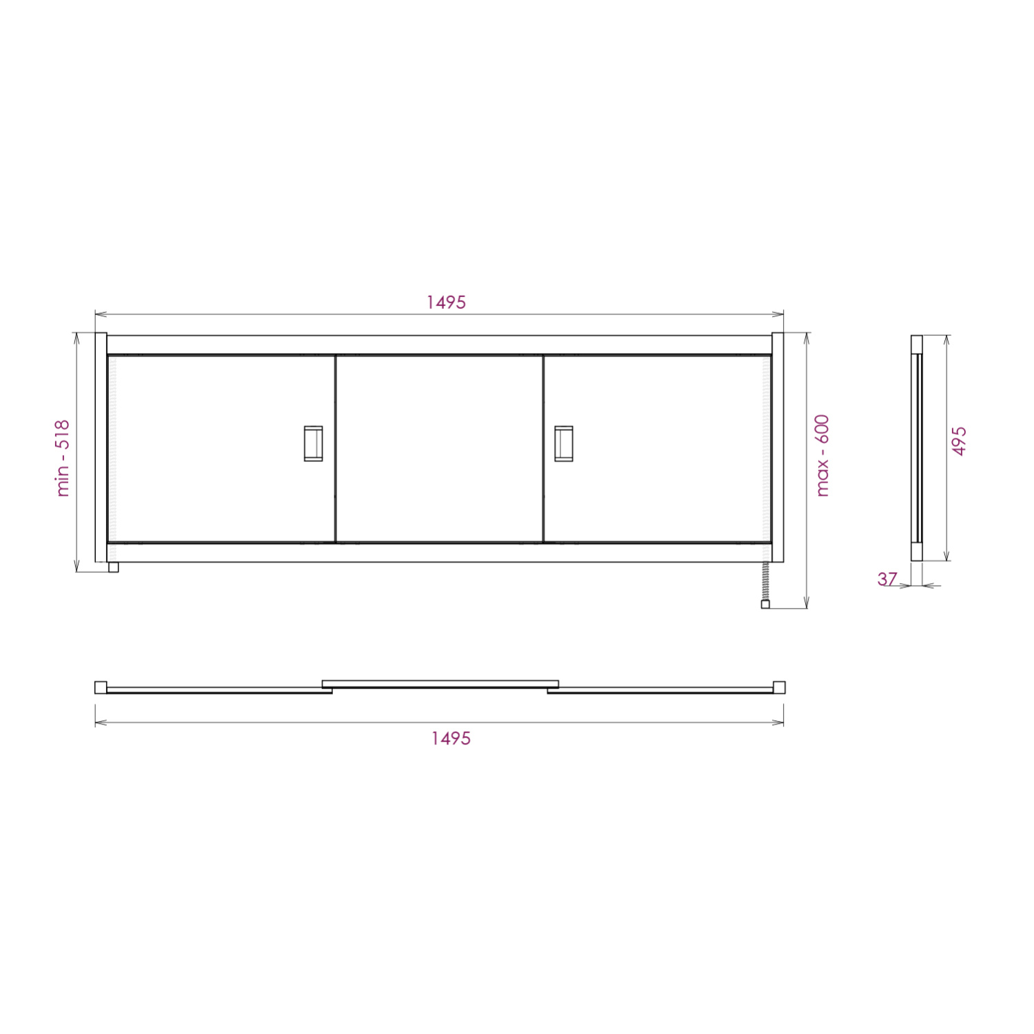 Экран под ванну Onika Монако 150 раздвижной белый