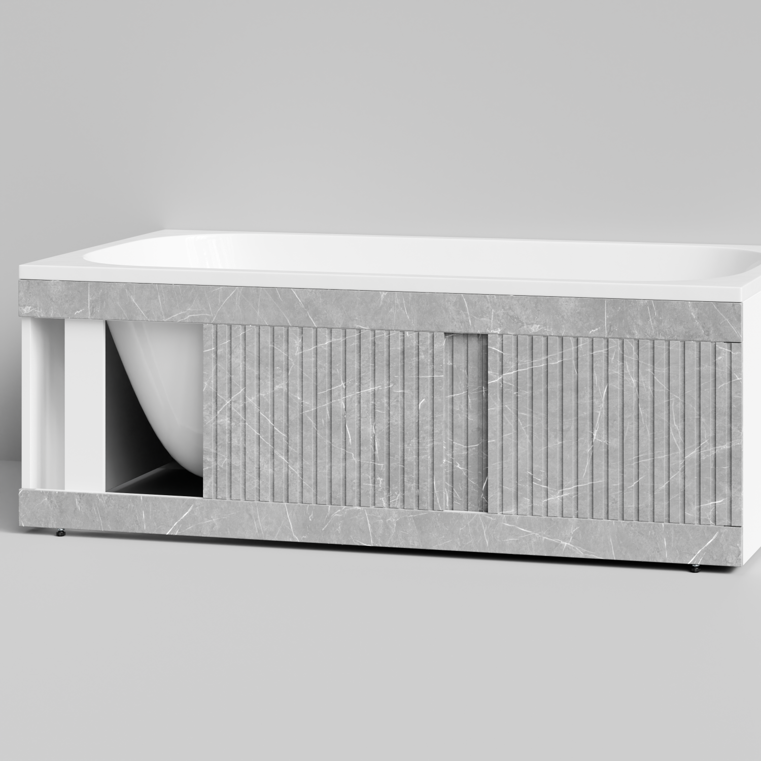 Экран под ванну Vod-ok Тач 150 раздвижной Мрамор Белый софт тач