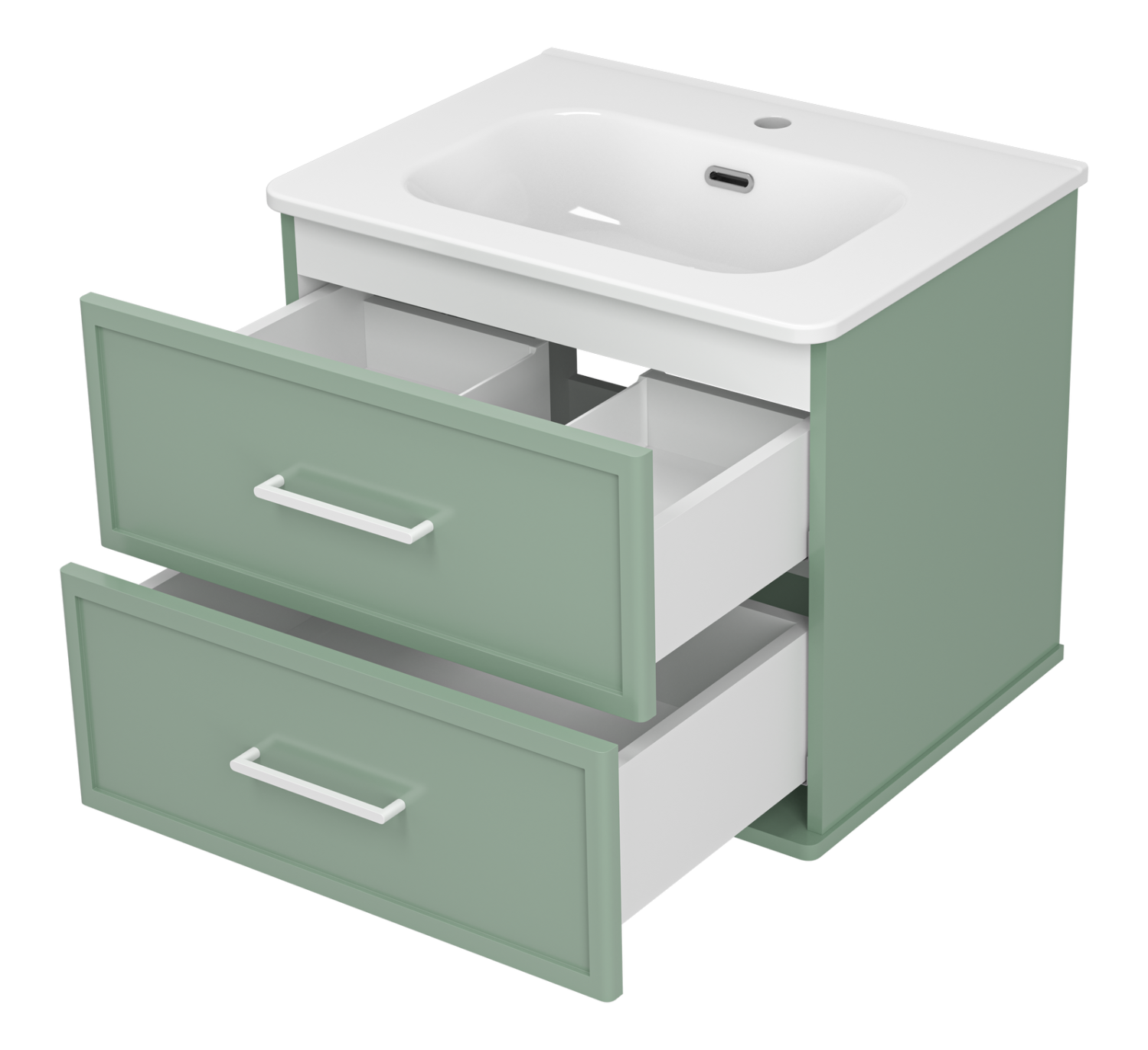 Тумба с раковиной Brevita Verde 60 подвесная (зеленая)