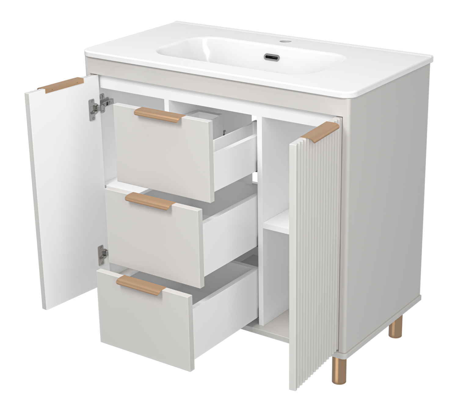 Тумба с раковиной Brevita Risacca Crema 90 напольная, серый