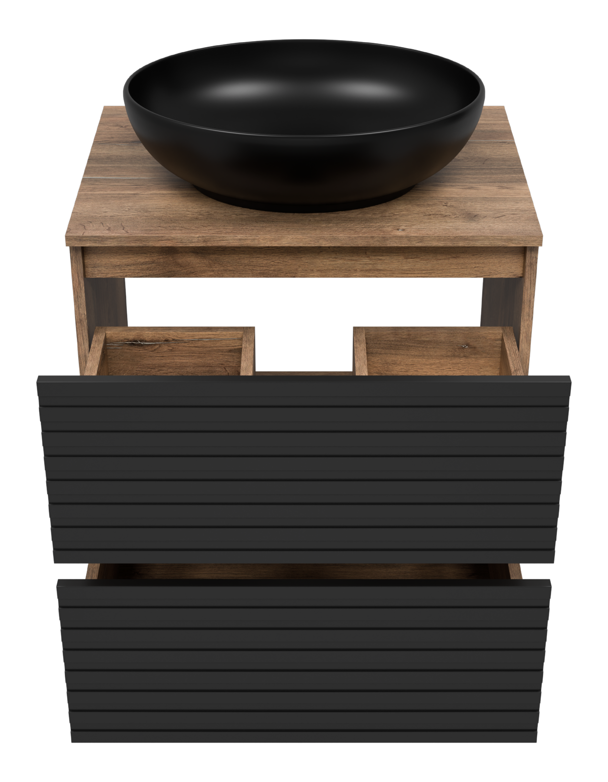 Тумба с раковиной Brevita Dakota 60 черный/дуб галифакс