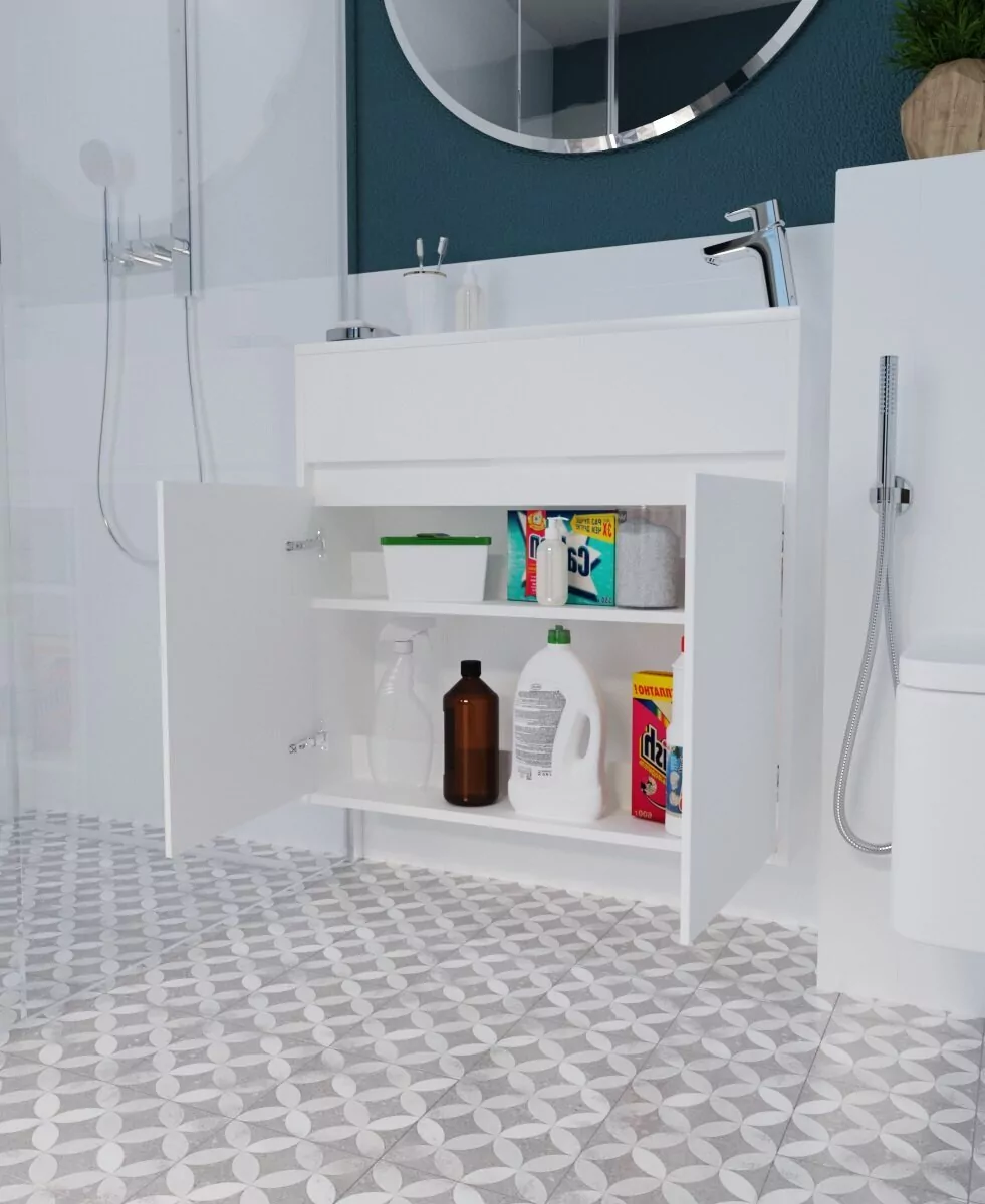 Тумба с раковиной подвесная 1Marka Stretto 80П 2 двери, белый