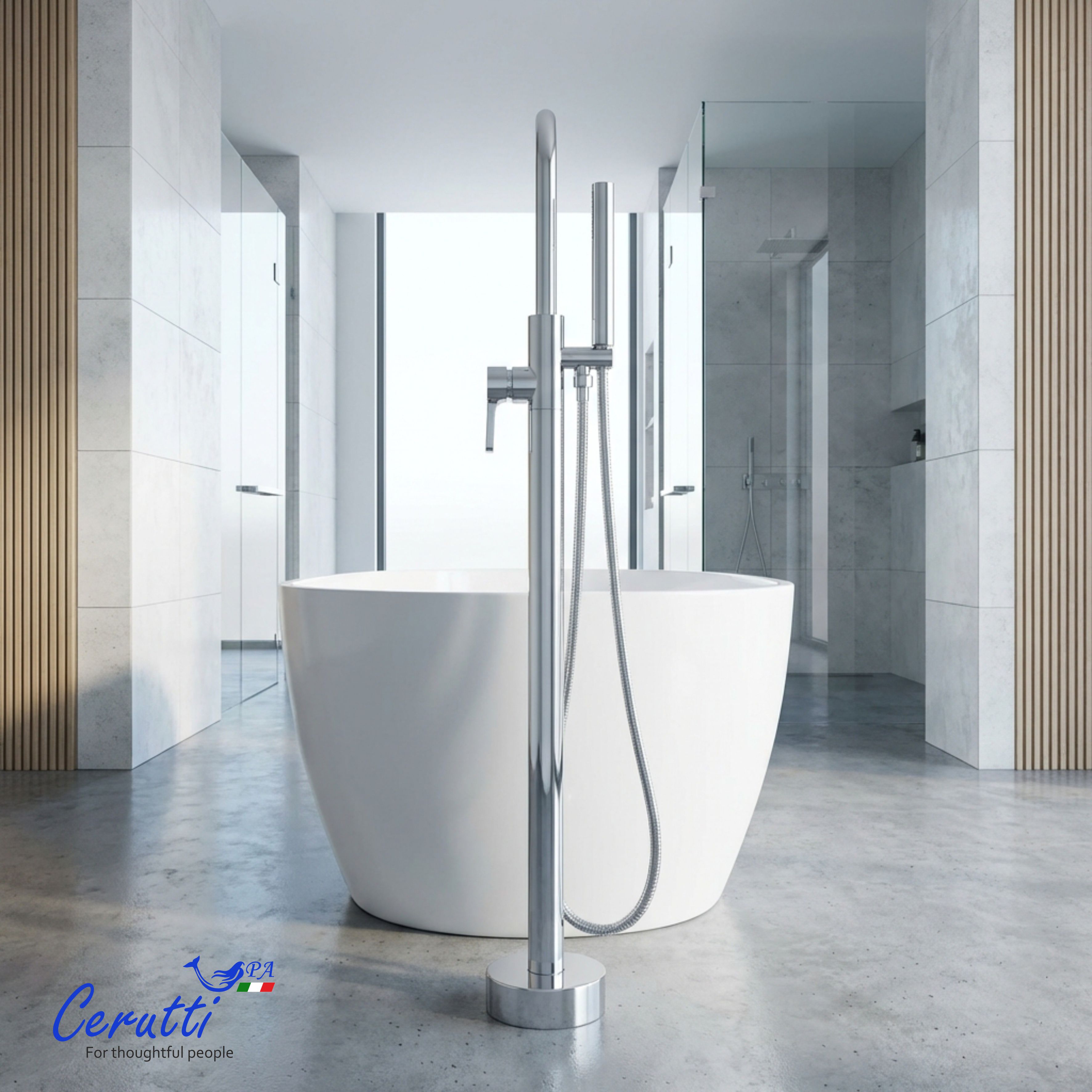 Смеситель напольный Ceruttispa Селла (SELLA) из латуни, цвет хром