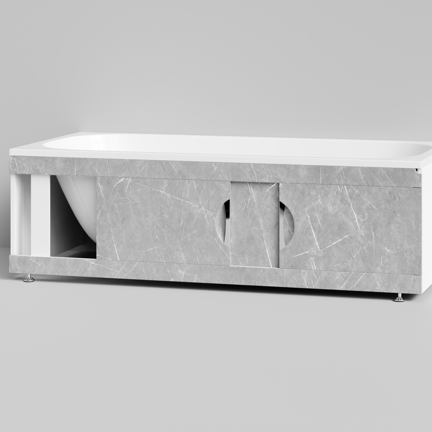 Экран под ванну Vod-ok Топ 180 раздвижной Мрамор Белый софт тач