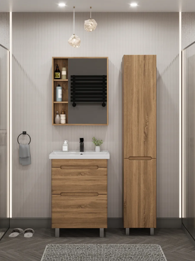 Тумба напольная SanStar Diva 60 с раковиной Фест 60, Gold Craft