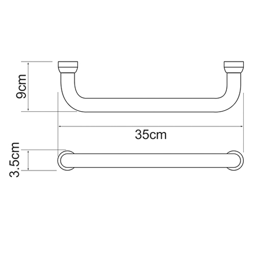 Поручень WasserKRAFT K-1066GUN METAL PVD-покрытие оружейная сталь