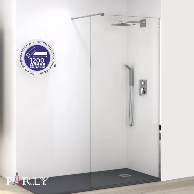 Душевая перегородка Parly T80 80 см, профиль глянцевый хром, стекло прозрачное