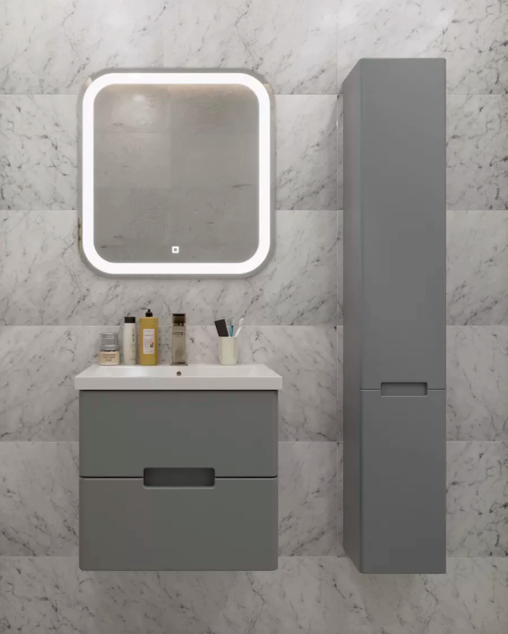 Тумба подвесная SanStar Noche 50 с раковиной Fest 50 Графит софт