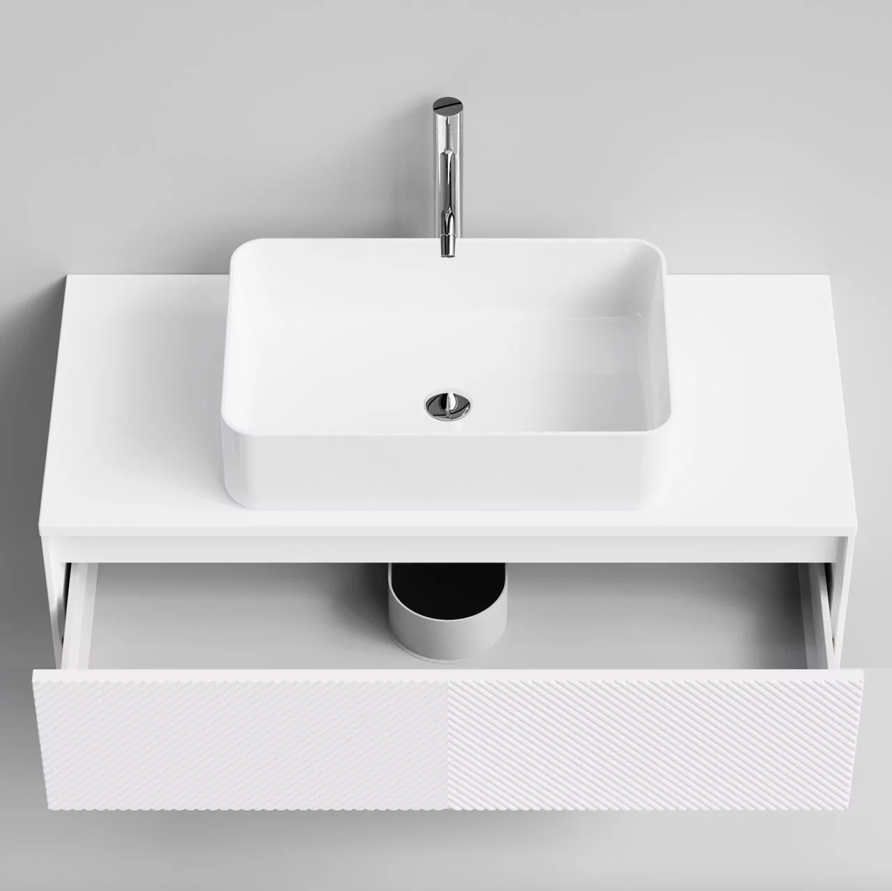 Тумба подвесная Vod-ok Аурум 100 с раковиной Олимпия 560, белый + 7 цветов от магазина Vanna-Vanna.ru!