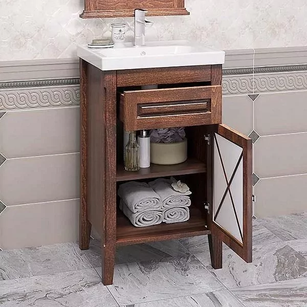 Мебель для ванной Opadiris Палермо 50 комплект, правый, напольный, светлый орех