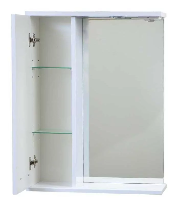 Зеркало с шкафчиком Emmy Рио 55 L свет, белый