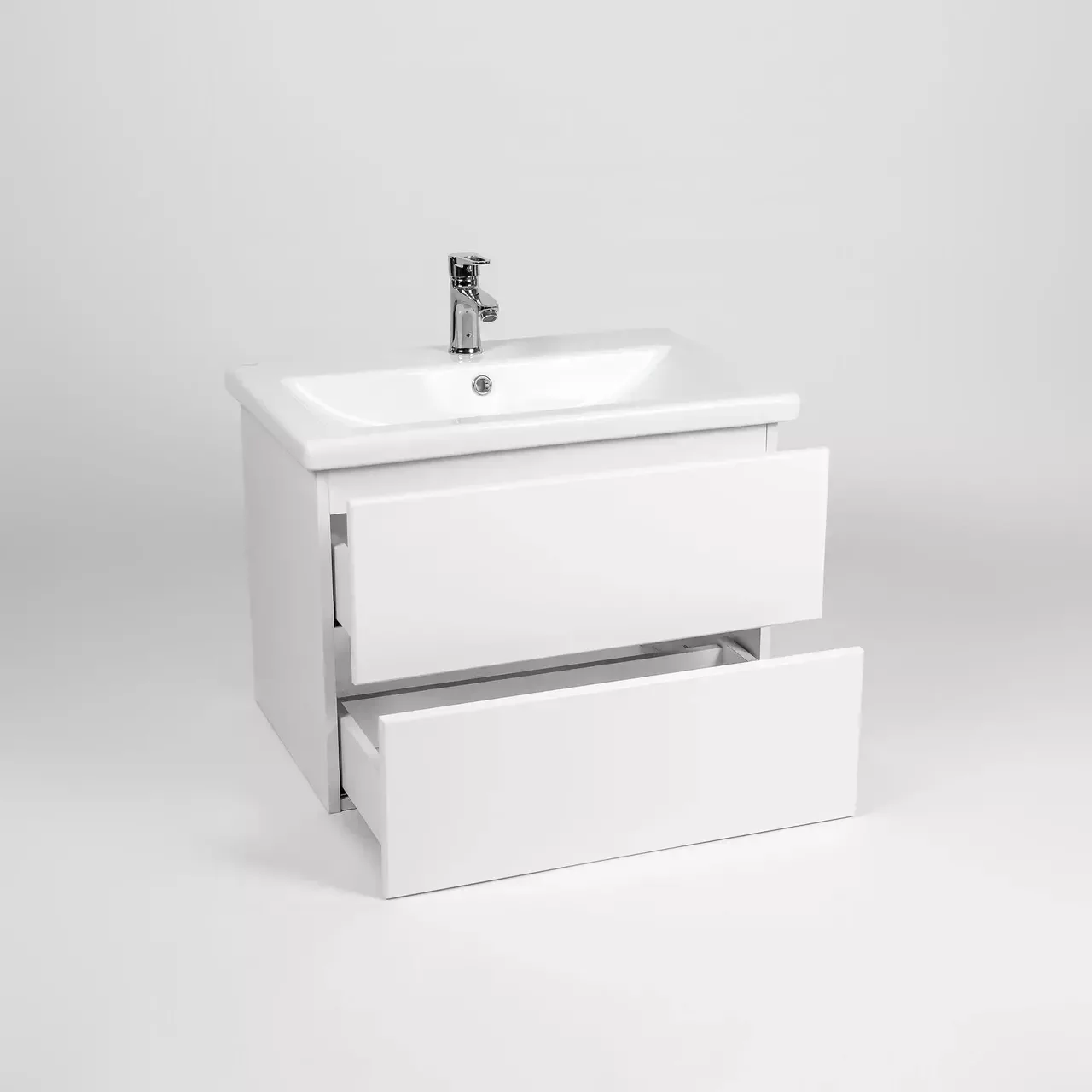 Тумба подвесная Viant София 60 с раковиной Como 60, два ящика, белый