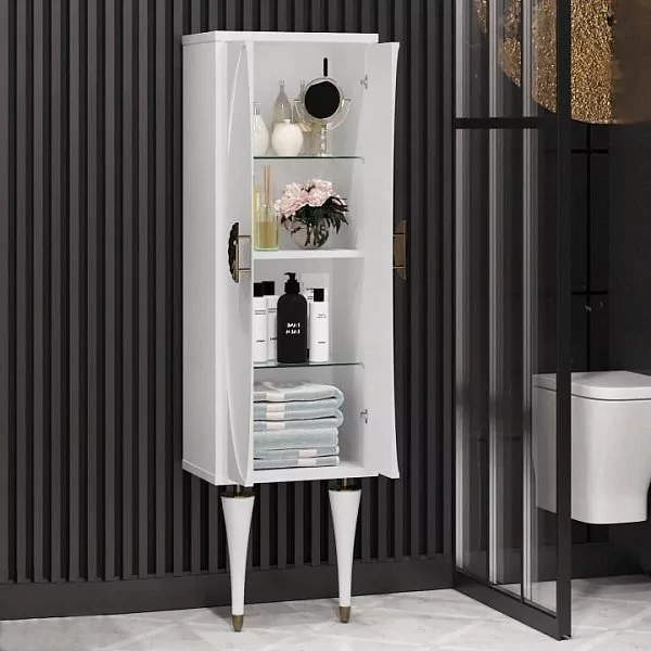 Пенал Opadiris Ибица 50 напольный, белый, золото