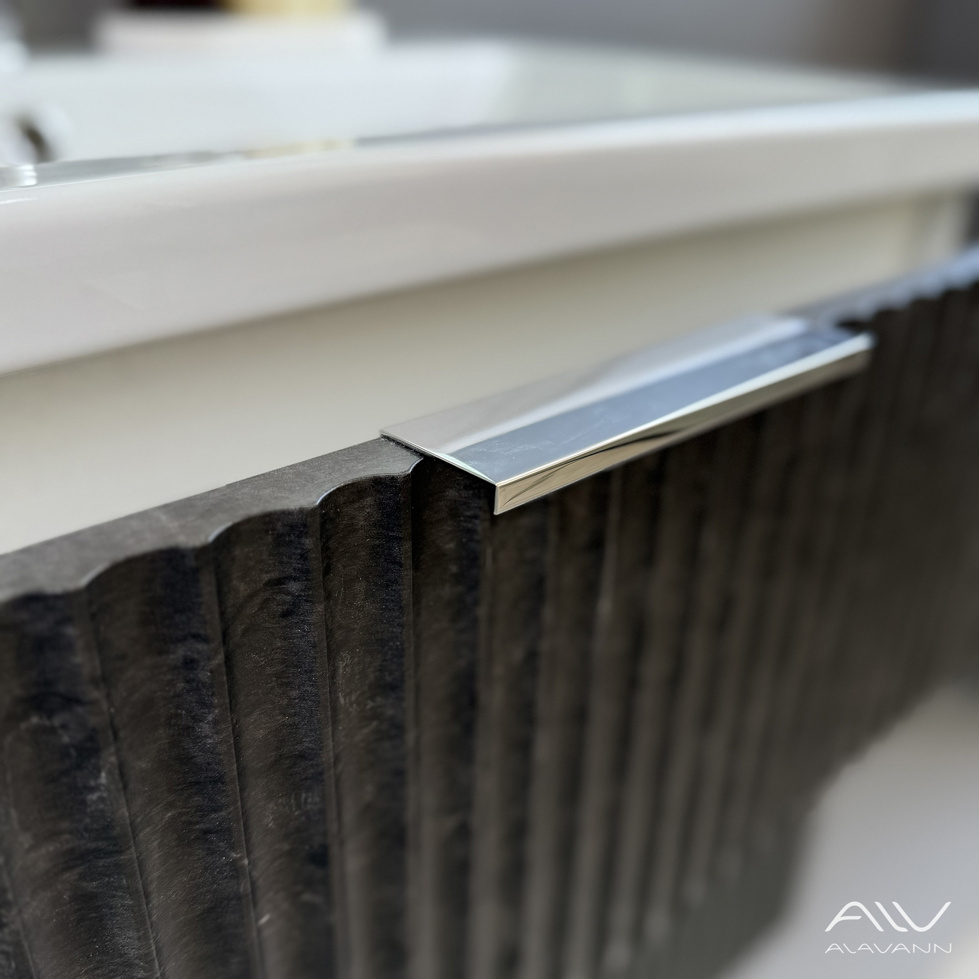 Тумба подвесная Alavann Anna 80 с раковиной Como 80, черный мрамор