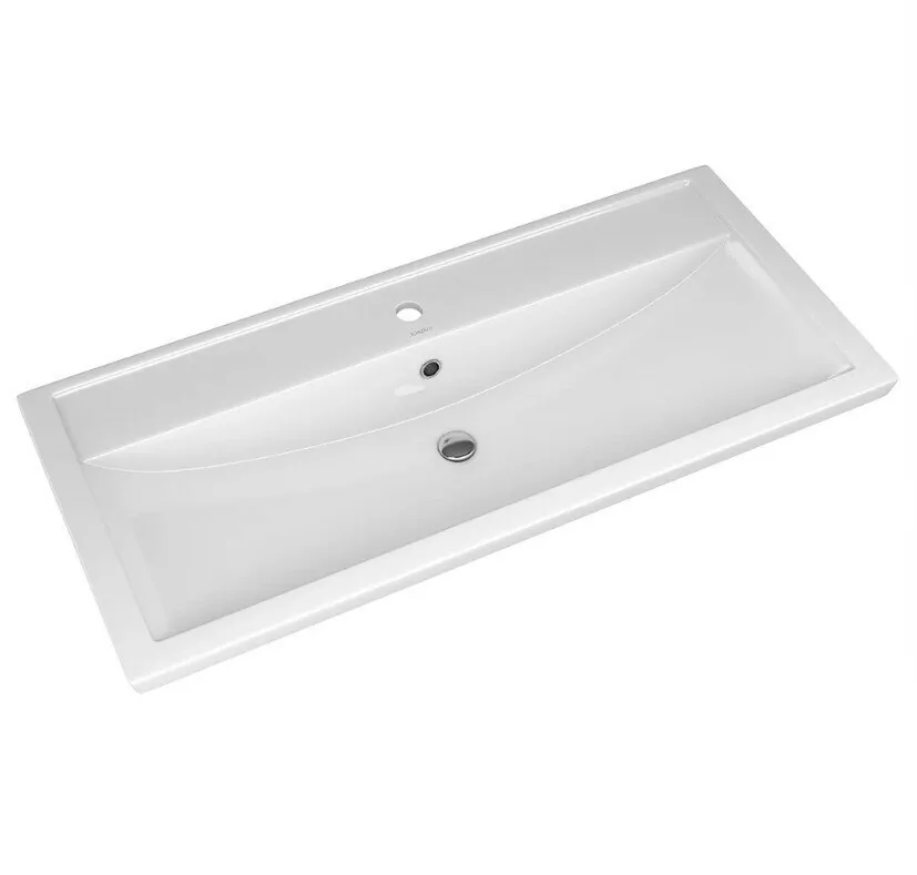 Тумба с раковиной Sanflor Ларго 100 напольная, белая/вяз швейцарский