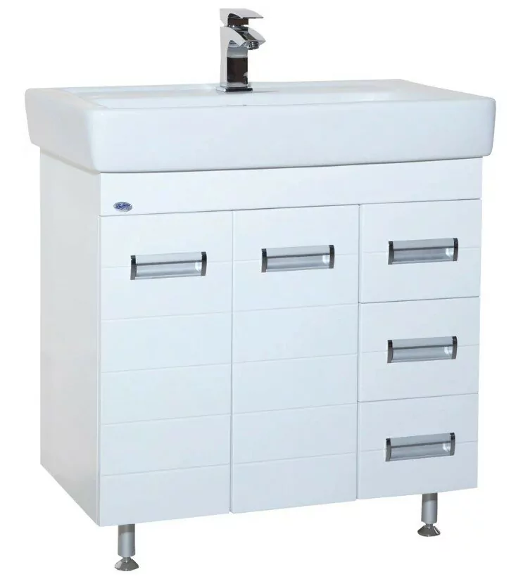 Тумба с раковиной Bellezza Сиена 80 с корзиной, напольная, белая