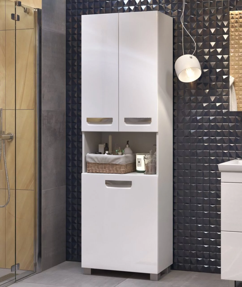 Пенал напольный Vigo Plaza 60 L/R, с корзиной, белый