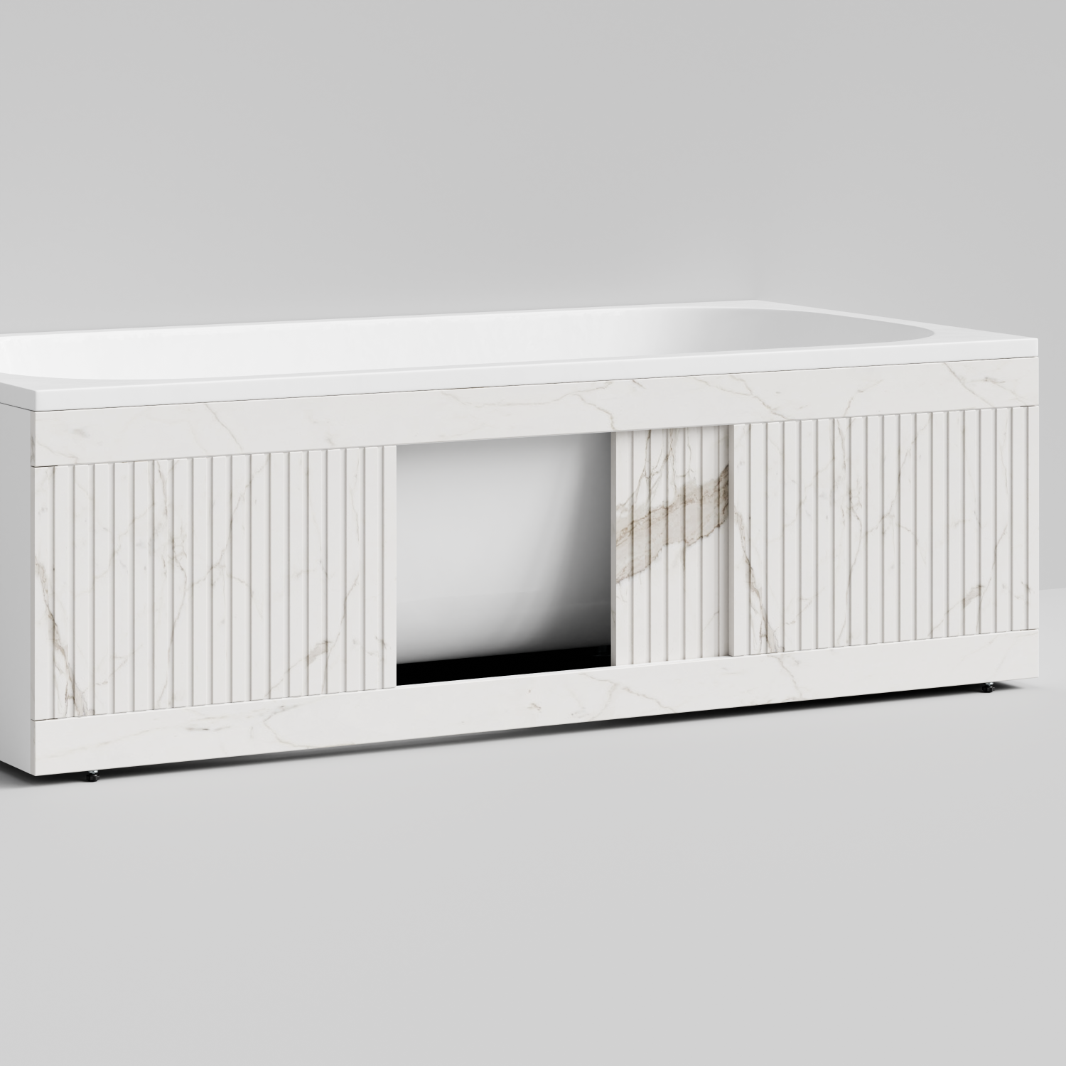 Экран под ванну Vod-ok Тач 170 раздвижной Мрамор Белый натур милк