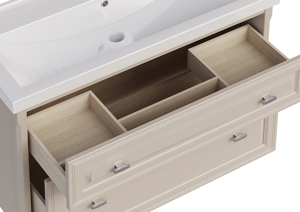 Мебель для ванной ASB Woodline Кастелло 100 комплект, подвесной, бежевый