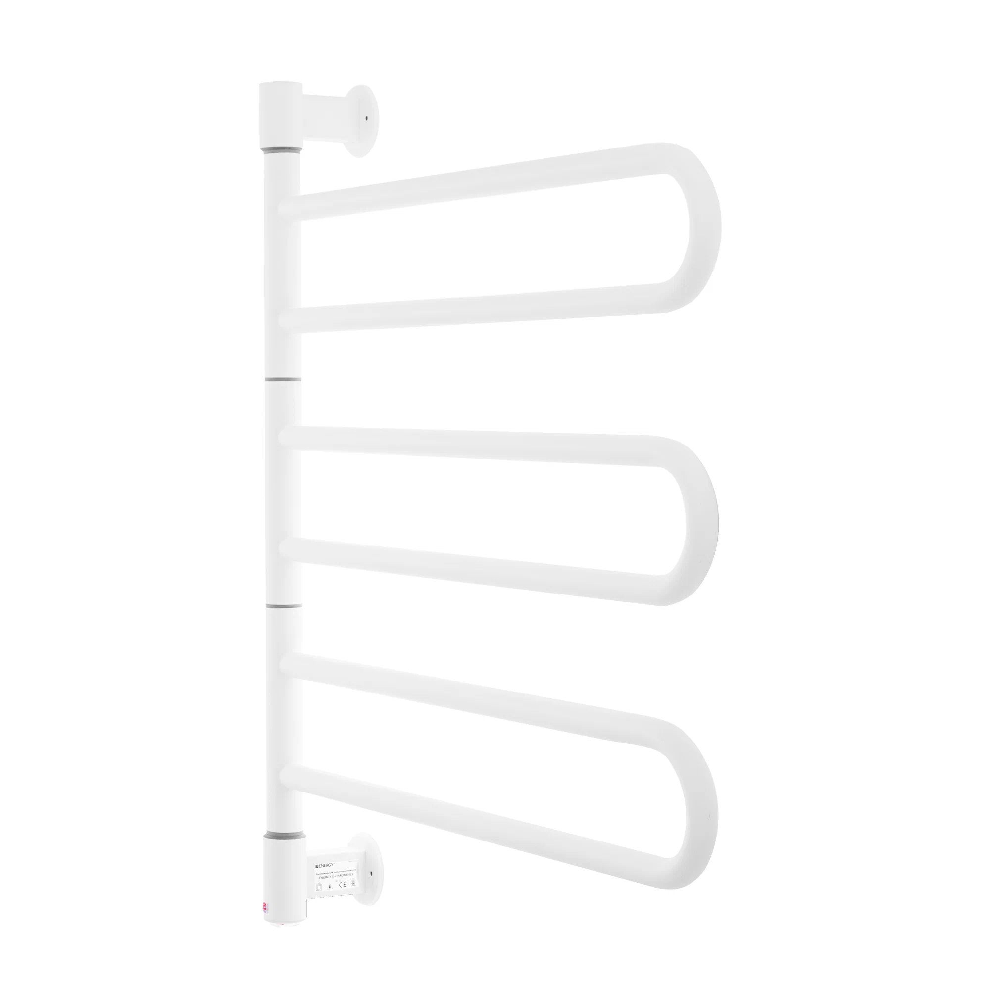 Полотенцесушитель электрический Energy U - G3 поворотный белый матовый, скрытое/наружное подключение