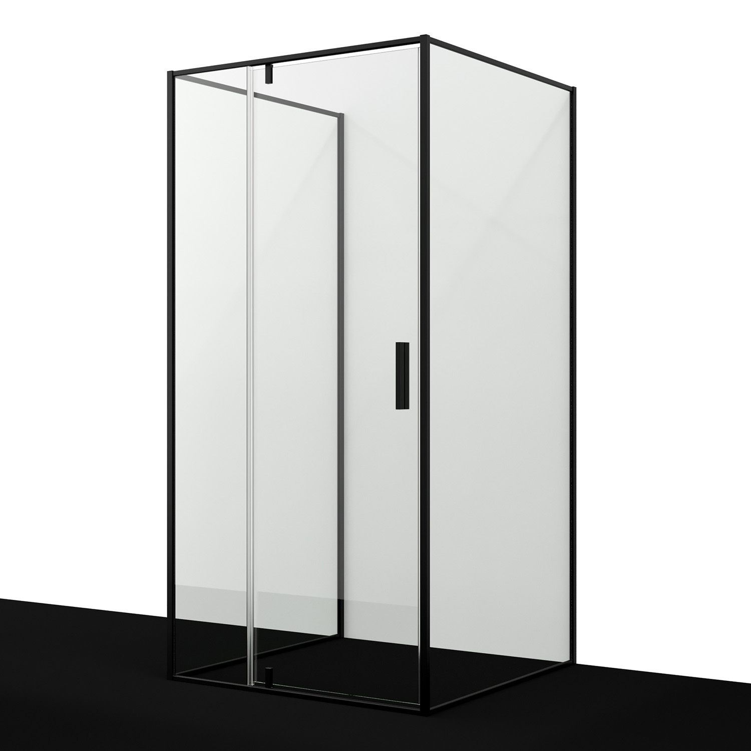 Душевой уголок WasserKraft Elbe 74P42 100х100 квадратный, без поддона, прозрачное стекло, черный матовый