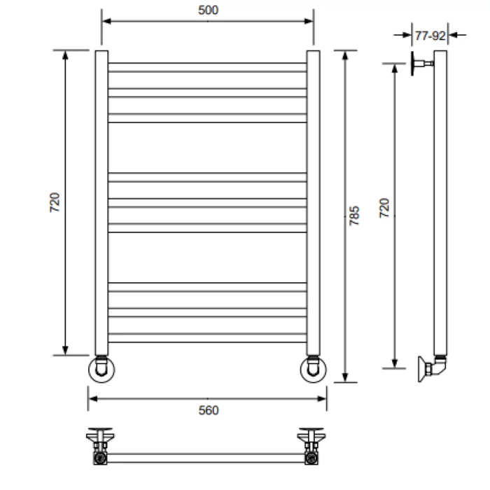Полотенцесушитель водяной Veconi Vero-A, 50/80, графит