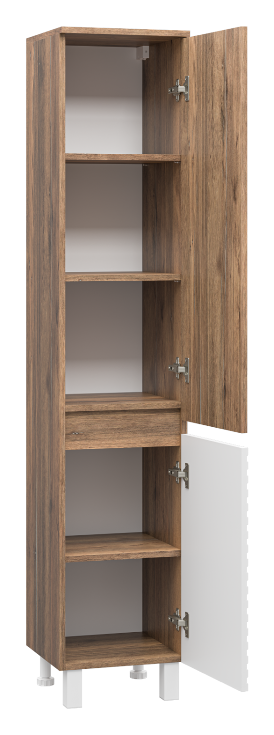 Пенал Brevita Dakota 35 напольный/подвесной, R, белый/дуб галифакс олово