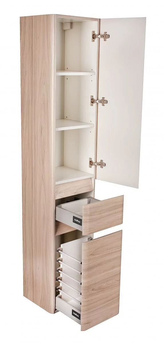 Пенал Style Line Атлантика 35 R Plus Люкс напольный с корзиной, ясень перламутр