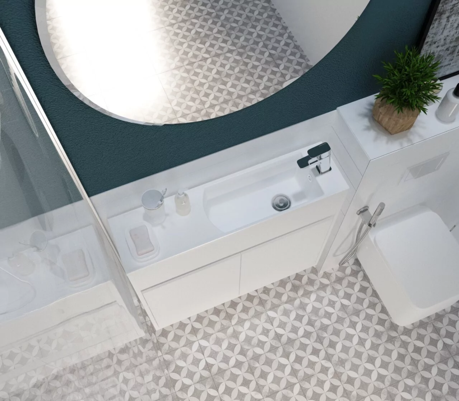 Тумба с раковиной подвесная 1Marka Stretto 80П 2 двери, белый